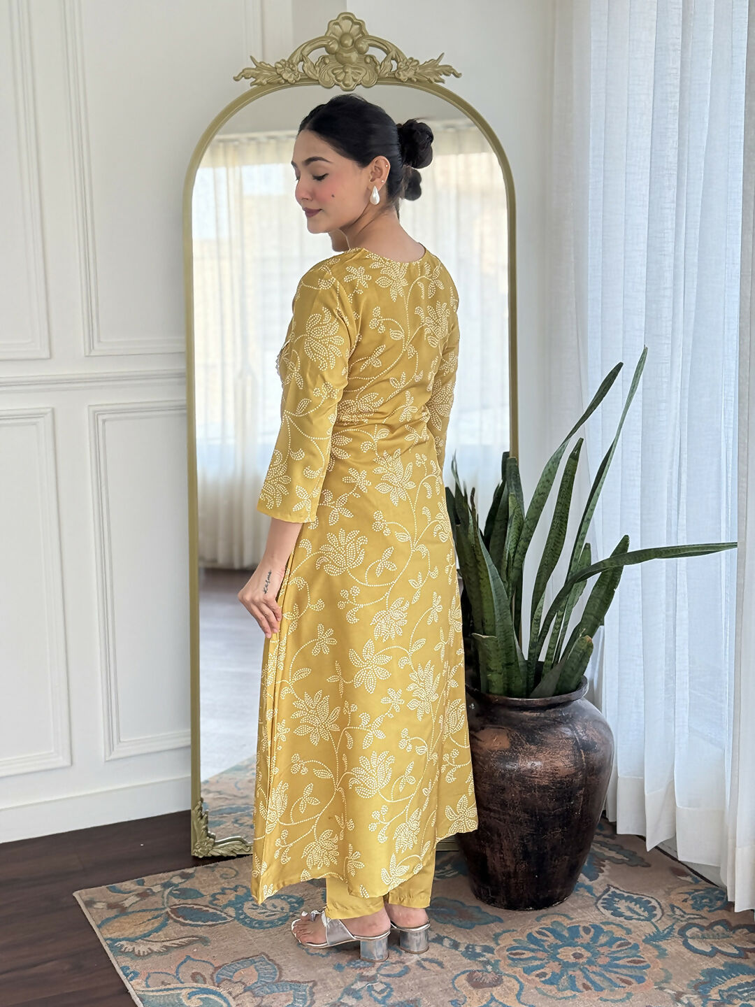 The52 Women's Beautiful Rayon Fabric Printed Work A-Line Kurta Pant and Dupatta Set - Distacart
