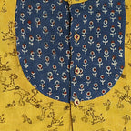 Mhyssa Block Printed Blue Ghagra Choli With Stand Collar & Puff Sleeves Set