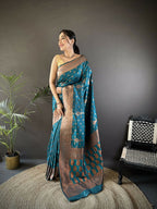 Joban Fashion Banarasi Blue Woven Soft Silk Saree - Distacart