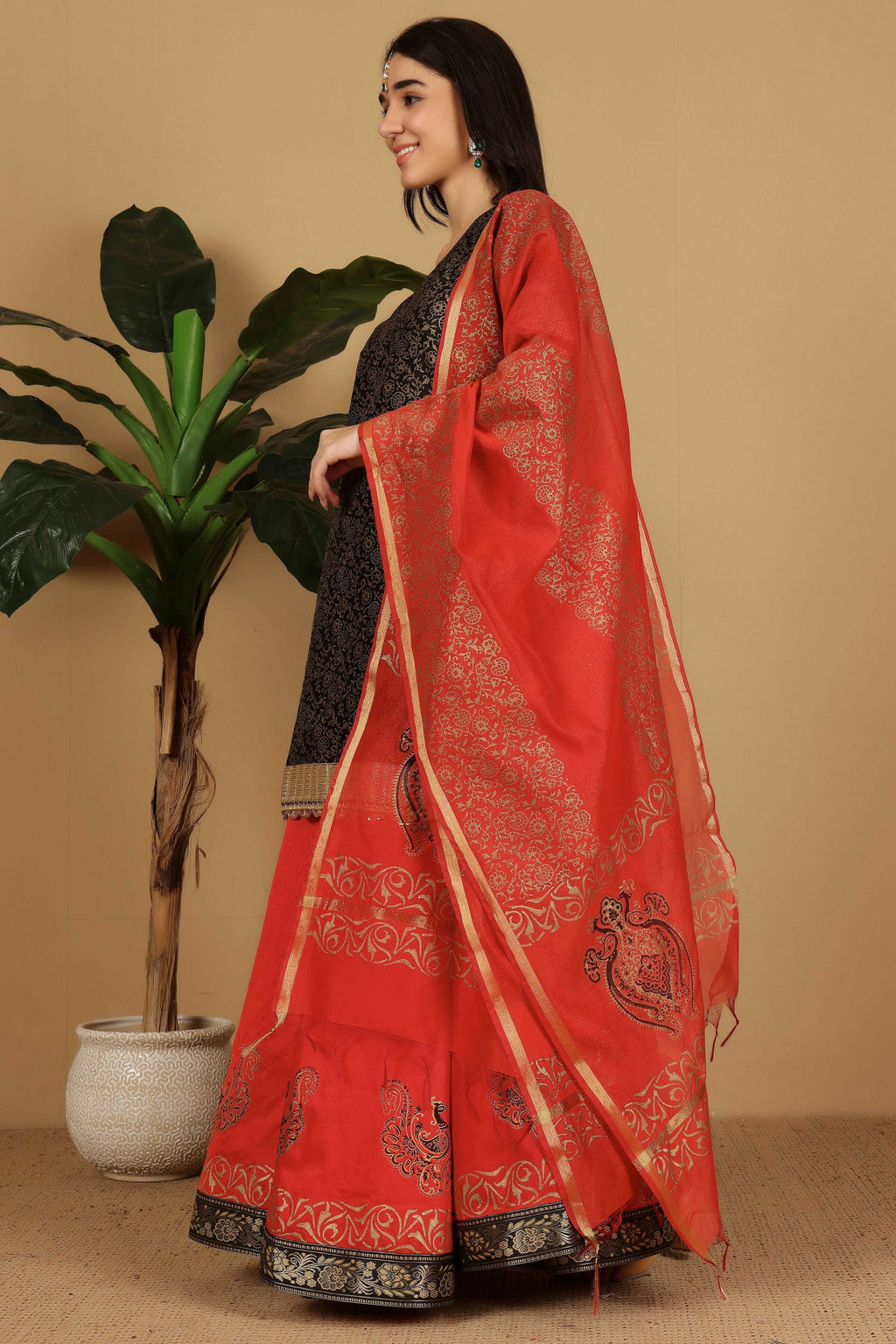 Joban Fashion Black Silk Lehenga Set