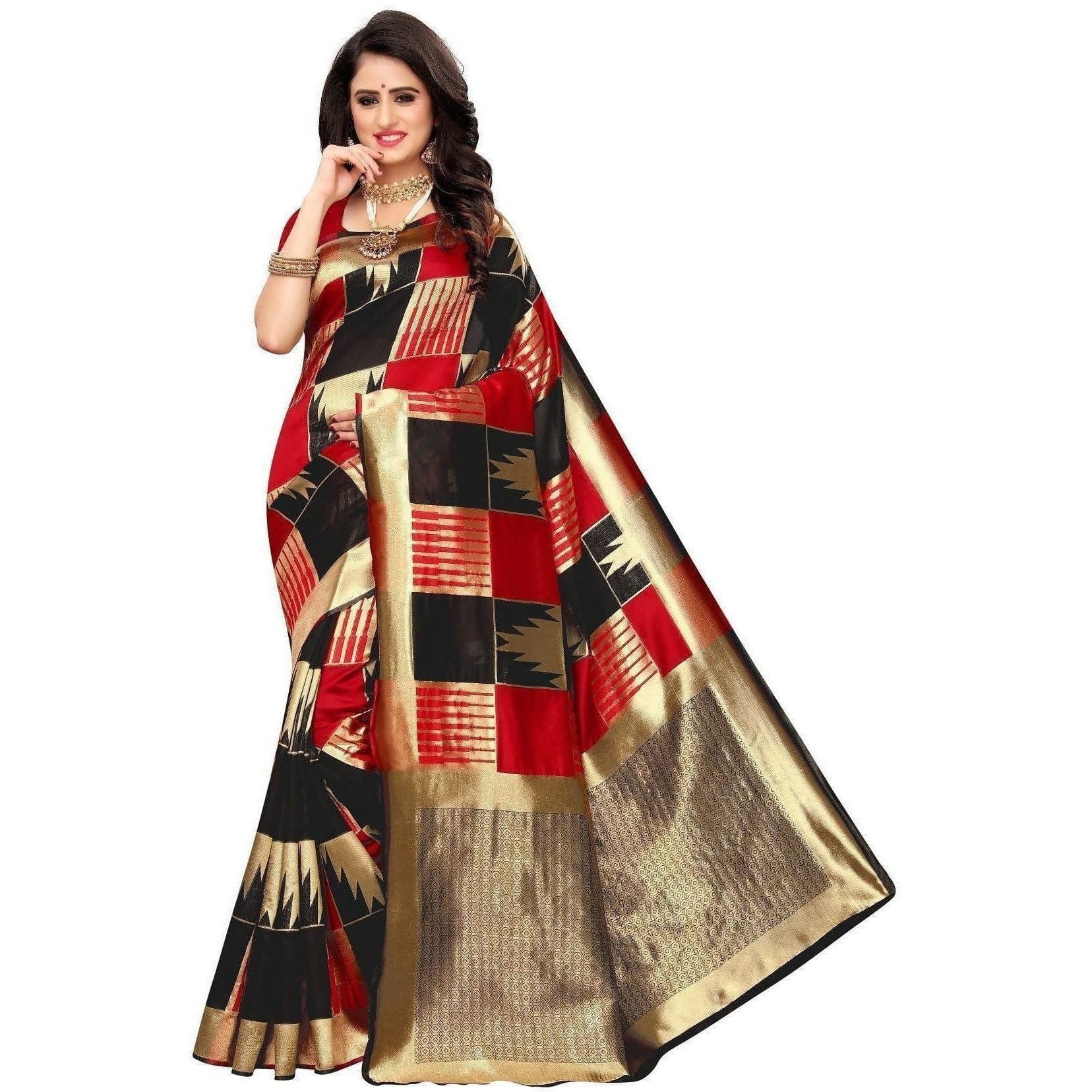 Vamika Banarasi Jaquard Red Weaving Saree (Banarasi 29)