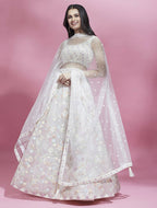 House of Panchhi Cream Net heavy Sequinse embroidery Lehenga choli & Dupatta