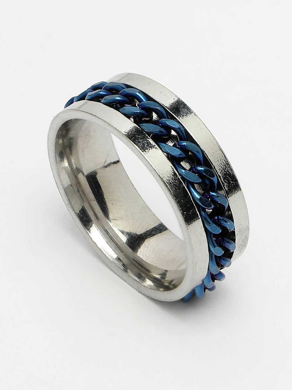 NVR Men's Rhodium Plated Stainless Steel Finger Ring - Distacart