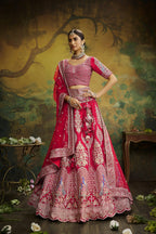 House of Panchhi Red Pure Silk Moti & Zarkan heavy embroidery Lehenga choli & Dupatta