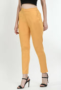 Women's Beige Front Waist Band, Back Elasticated, With Pockets Pant - G & A Apparels