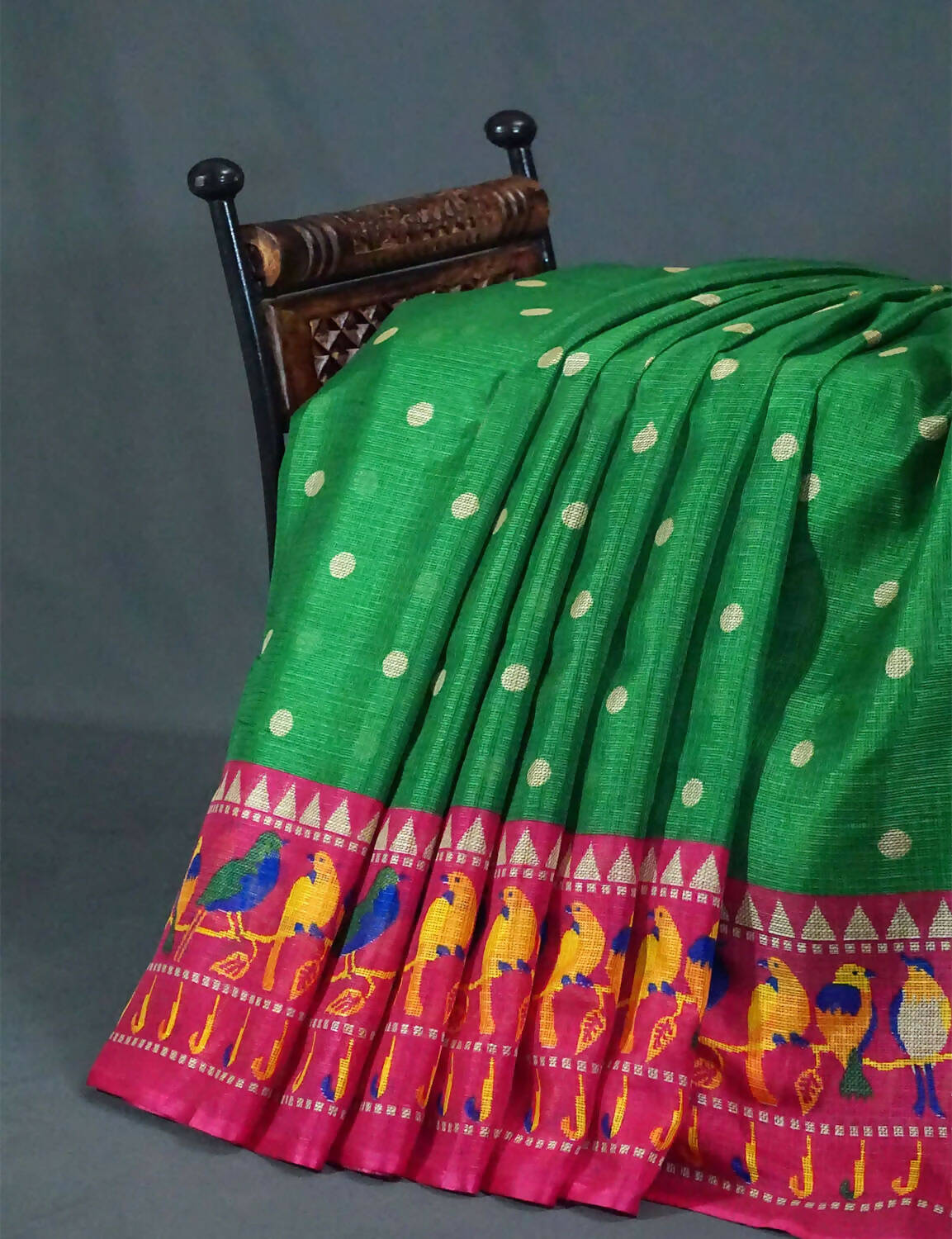 Mango Green Colored with Buttes Semi Silk Kota Saree By Gayathri Reddy Designer Studio