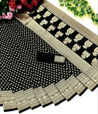 DEIANA'S Beautiful Designer Golden zari Soft Lichi Silk Saree - Black