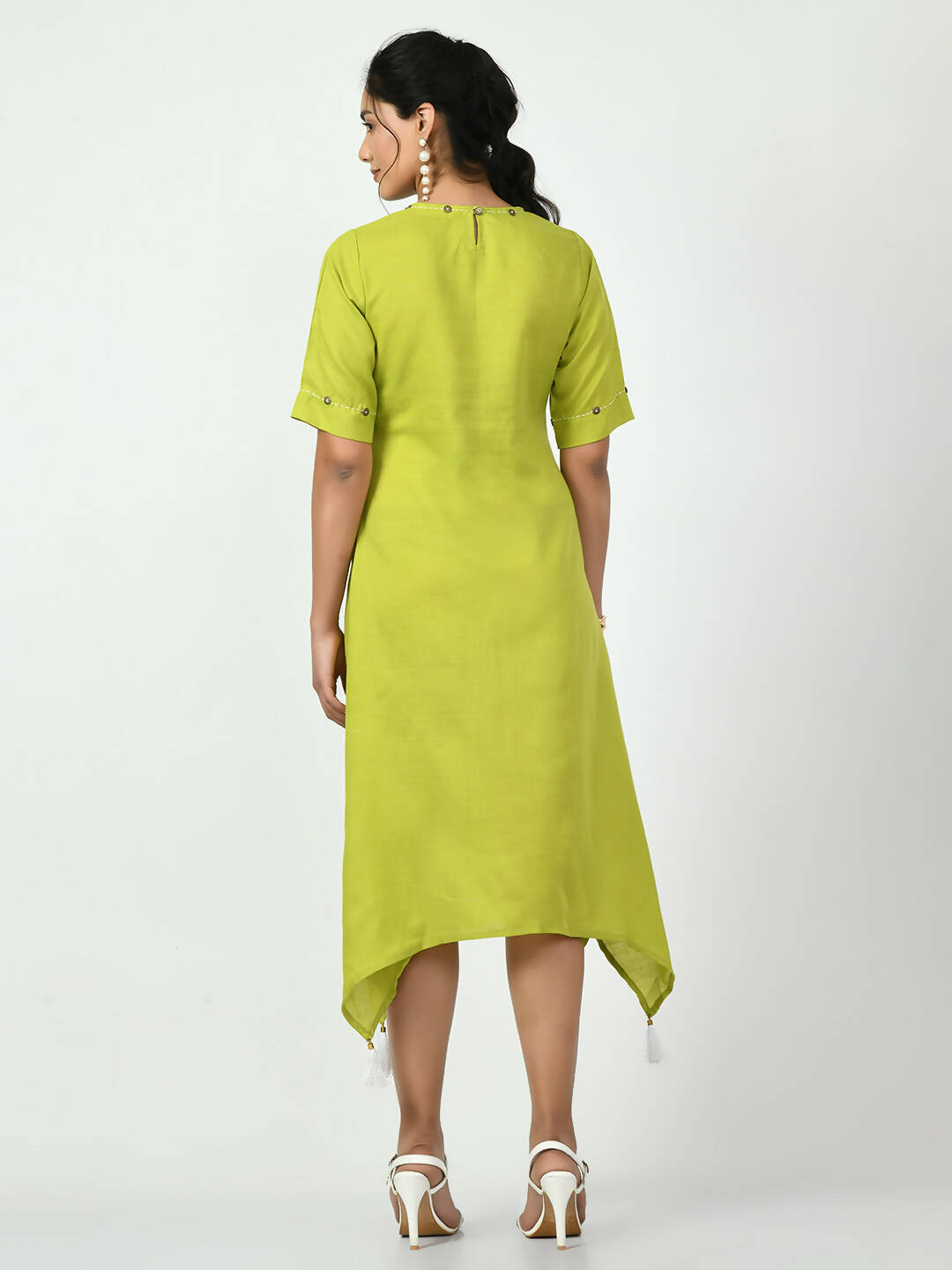 Myshka Women's Green A-Line Solid Kurta