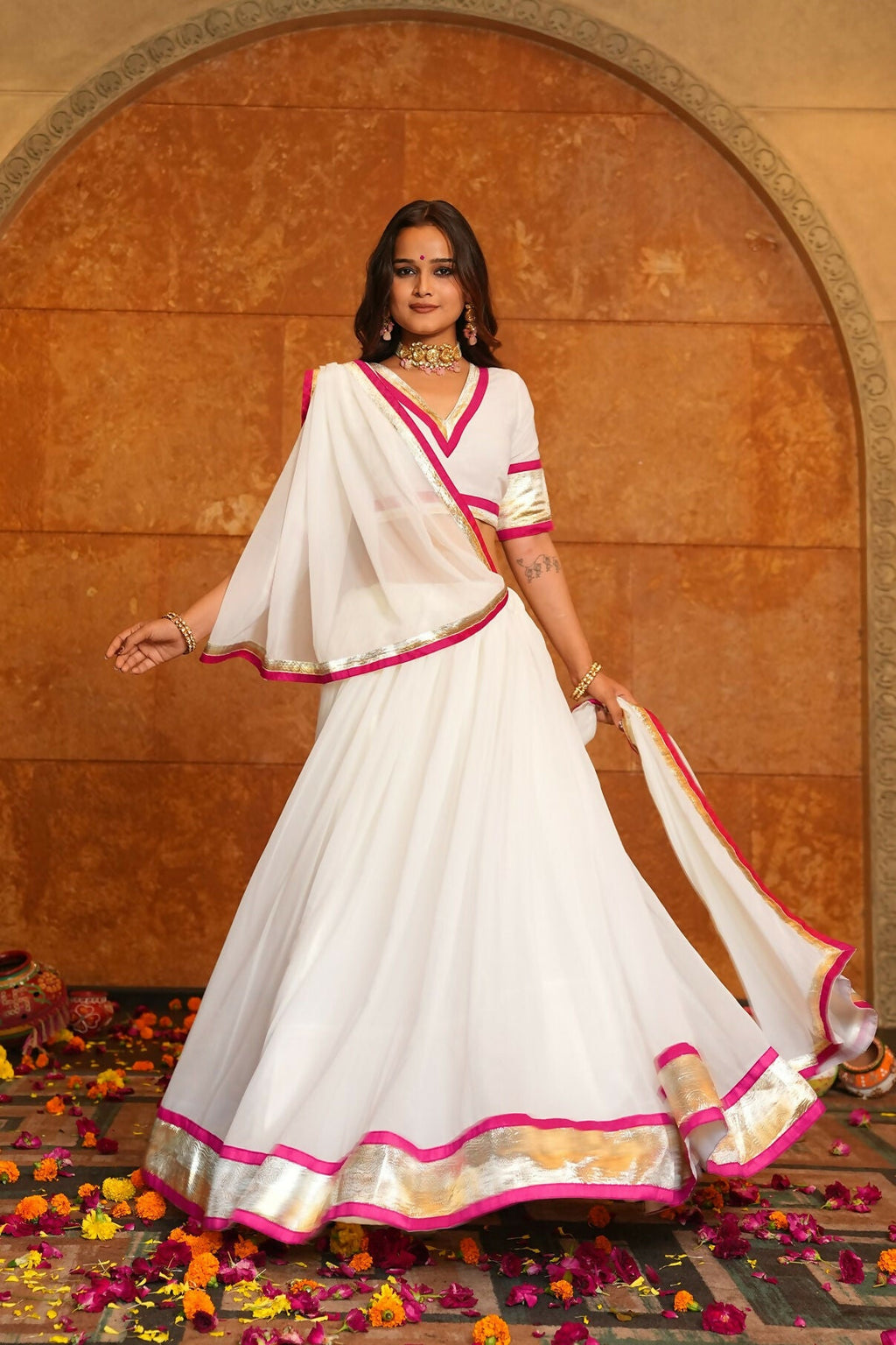 AI Fashion White Georgette Designer Navratri Wear Lehenga Choli Collection