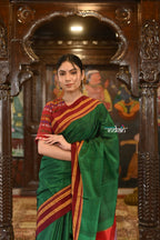 Very Much Indian Handloom Cotton Viscose Ilkal Saree Bright Green With Red Border - Distacart