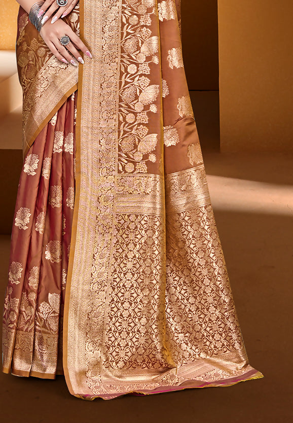 Sangam Prints Rust Orange Silk Woven Work Traditional Saree