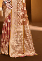 Sangam Prints Rust Orange Silk Woven Work Traditional Saree