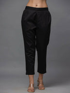 Juniper Women's Black Solid Straight Slim Pant - Distacart