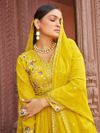 Joban Fashion Yellow Readymade Kurta Set With Sequence embroidery Work - Distacart