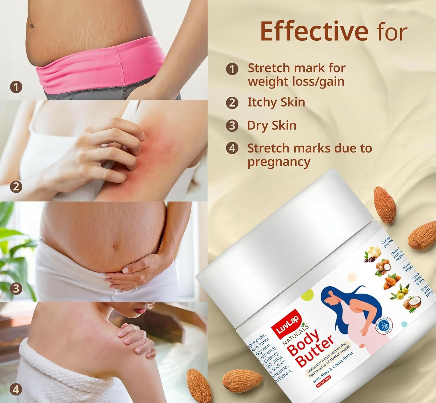 LuvLap Naturals Body Butter for Pregnant Belly