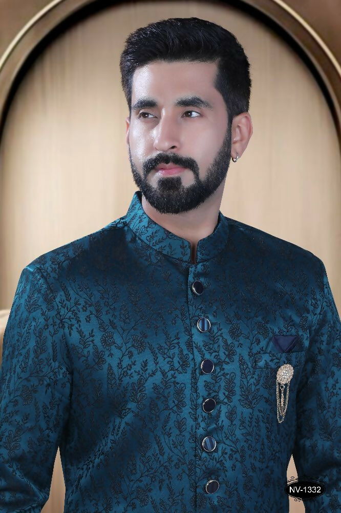 Joban Fashion Men's Blue Satin Kurta with Pyjama