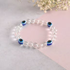 NVR Men & Women Evil Eyetransparent Beaded Elasticated Bracelet - Distacart