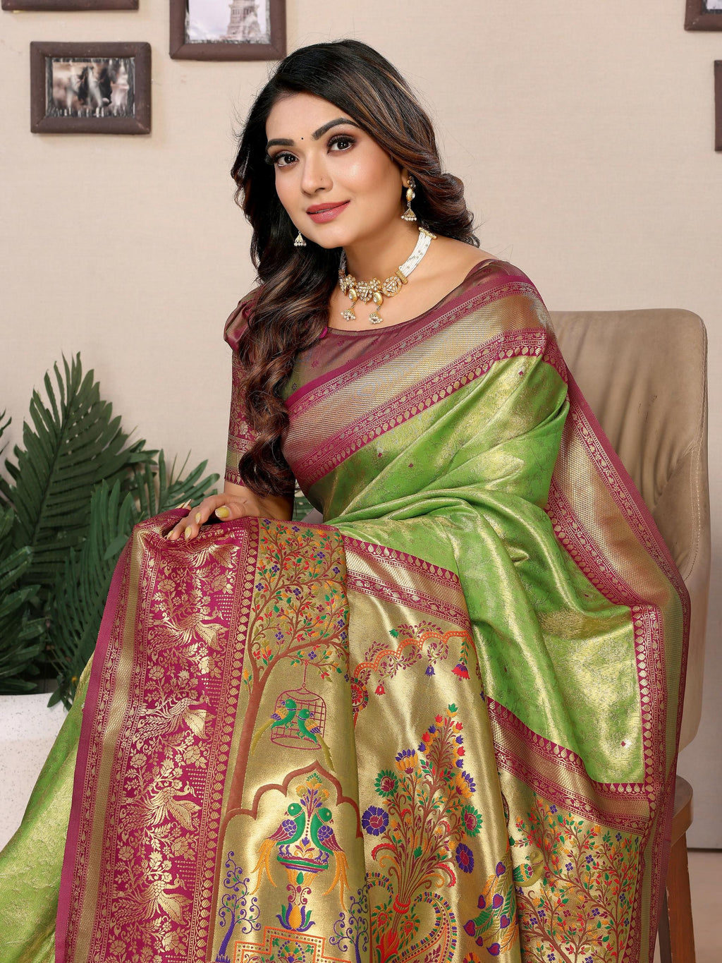 Aastha Fashion Pista Tissue Silk Weaving Saree - Distacart