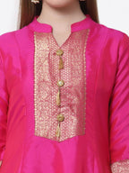 Myshka Pink Color Silk Solid Anarkali Gown With Dupatta