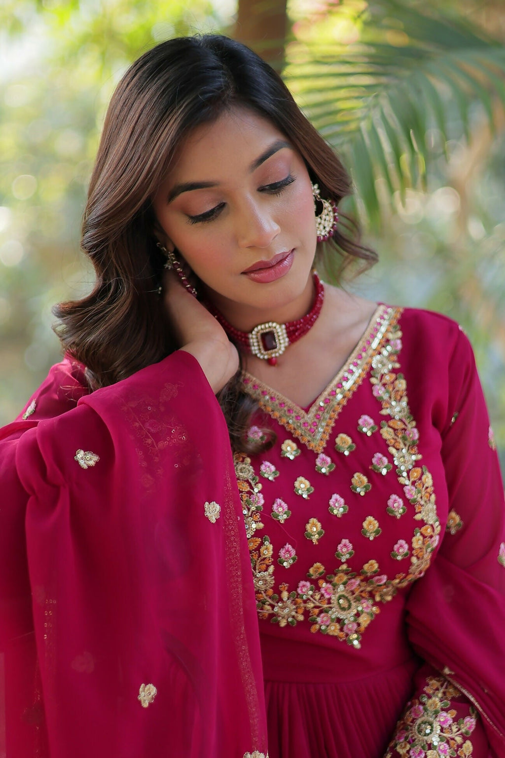 Joban Fashion Pink Georgette Sequence Embroidery Work Kurta Set - Distacart