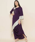 Women Republic Purple Assmetrical Kurta With Cowl Dhoti - Distacart