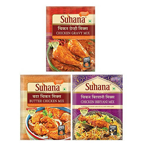 Suhana Spice Mixes - Chicken Gravy Mix, Butter Chicken Mix & Chicken Biryani Mix - Combo - Distacart