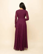 FIORRA Women's Wine Georgette Anarkali Kurta With Dupatta