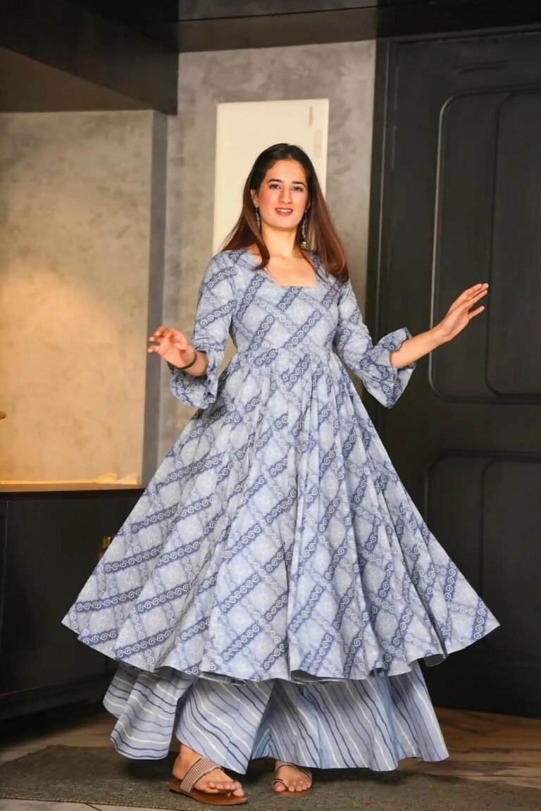 Aayaa Designer Printed Cotton Silk Suit - Multi Color