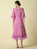 Myshka Women's Pink Empire Printed Dress - Distacart