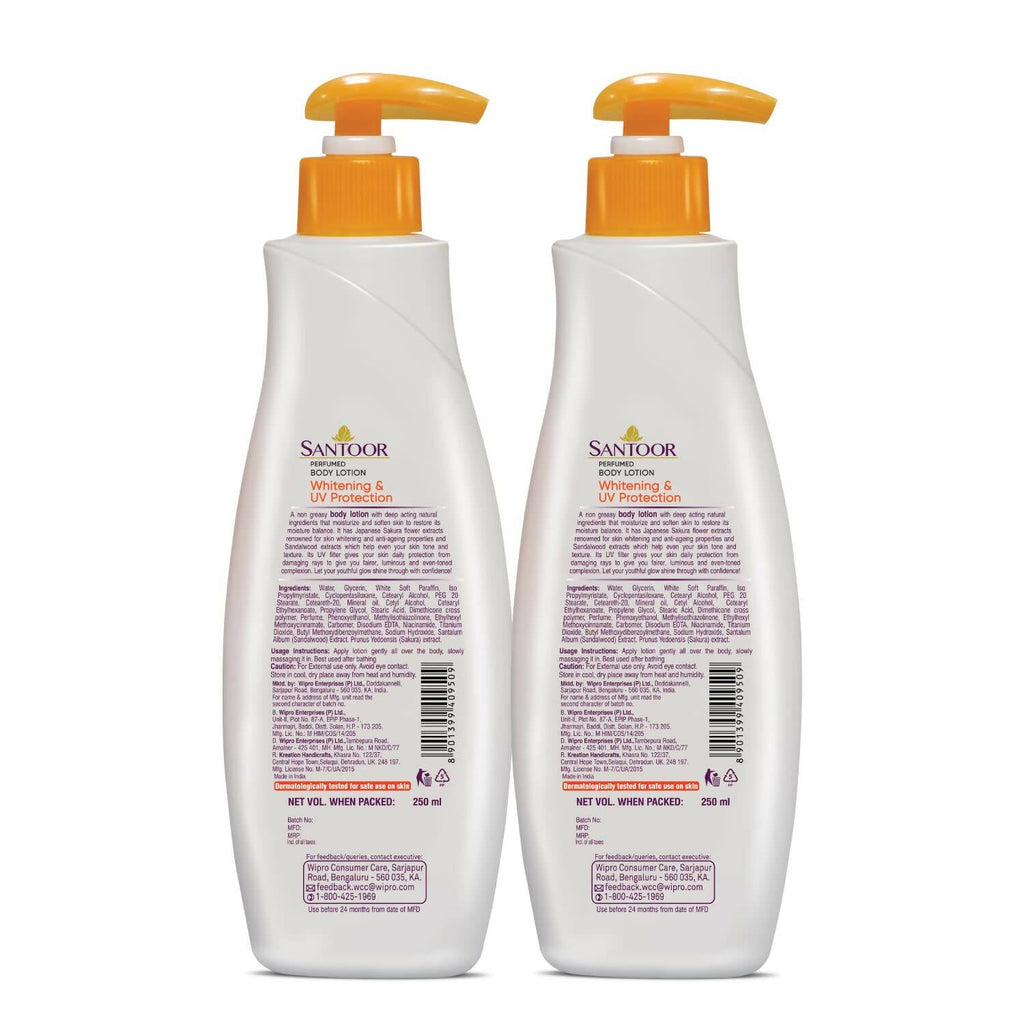 Santoor Body Lotion Whitening And UV Protection - Distacart