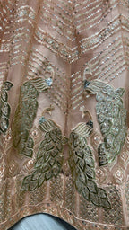 Jyoti Fashion Women's Peach Bridal Net Fancy Foil & Sequins with Multi Thread Embroidered Wedding Lehenga Choli