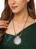 NVR Women's Elegant Silver Oxidised Brass Necklace