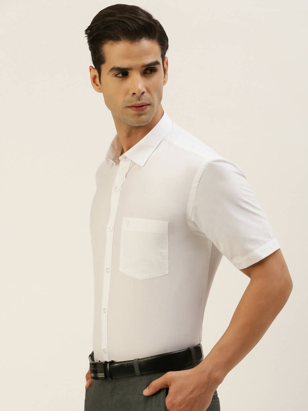 Ramraj Cotton Mens Half Sleeve White Shirt Plus Size - Minister Cotton