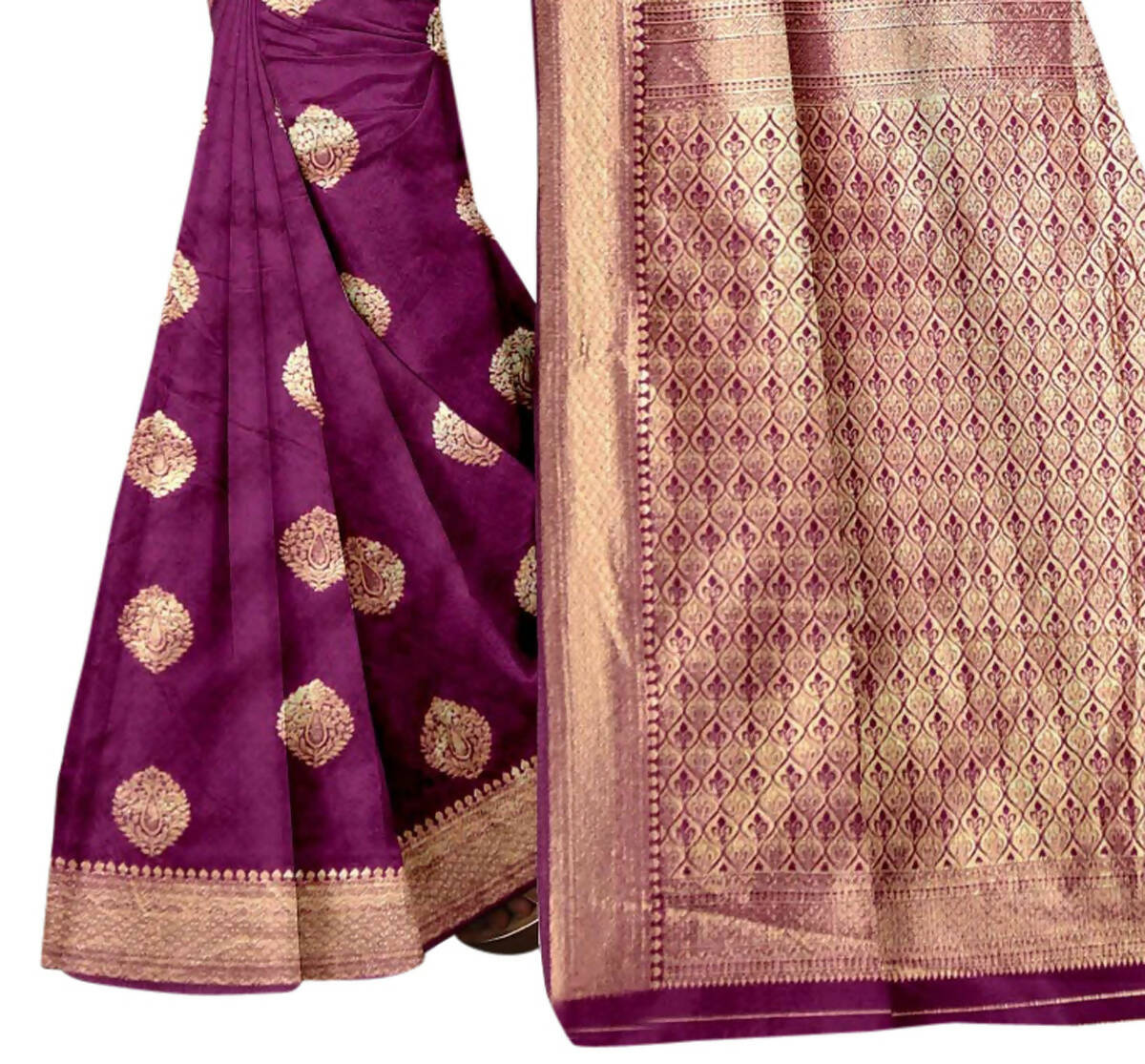 Vamika Weaving Banarasi Jacquard Purple Saree - Distacart