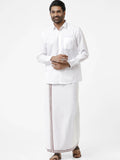 Ramraj Cotton Mens Full Sleeve White Shirt Plus Size - Samrat Cotton