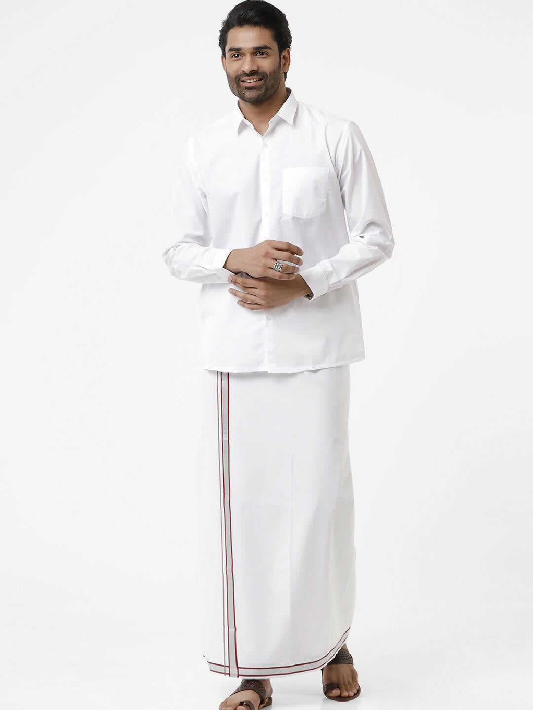 Ramraj Cotton Mens Full Sleeve White Shirt Plus Size - Samrat Cotton