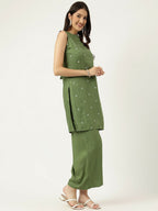 Joban Fashion Green Rayon and Embroidered Work Straight Kurta Bottom Set