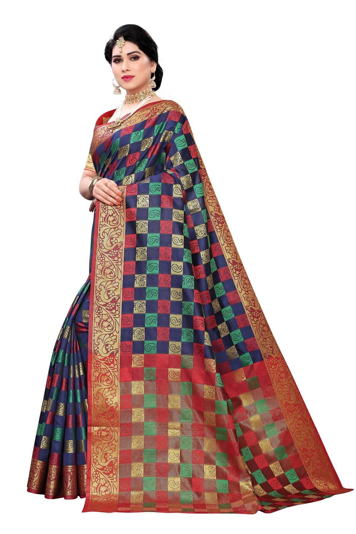 Vamika Banarasi Jaquard Navy Blue Designer Weaving Saree