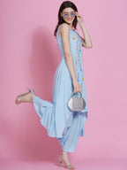 Women Republic Powder Blue Hand Embellished Kurta With Harem Pants - Distacart