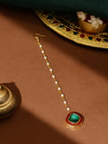 Ruby Raang Green and Red Meenakari Kundan Maang tikka - Distacart