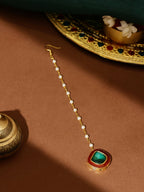 Ruby Raang Green and Red Meenakari Kundan Maang tikka - Distacart