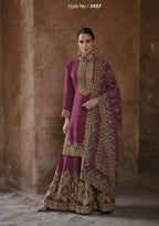 Anaita Purple Silk Readymade Palazzo Suit with Swarovski Work - Distacart
