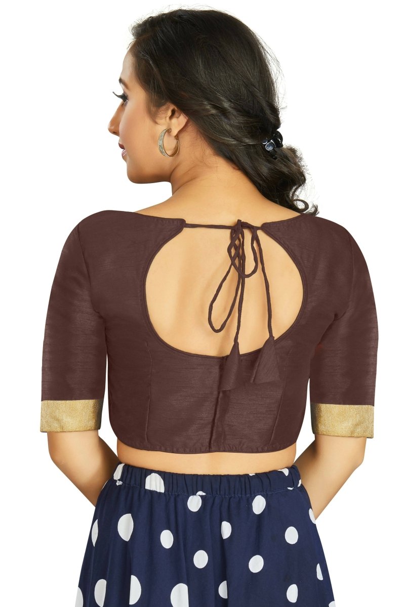 Aastha Fashion Women's Coffee Art Silk Designer Traditional Readymade Blouse