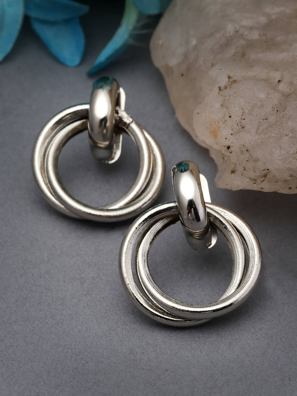 NVR Women's Western Silver Plated Circular Metal Hoop Earrings - Distacart