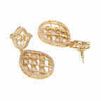 Jhallar Kundan and Diamond Dangler Earrings (Gold) - Ruby Raang - Distacart
