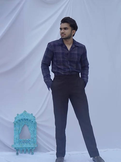 Diva Globe Ckeckard Blue Cotton Shirt - Distacart