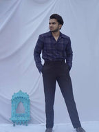 Diva Globe Ckeckard Blue Cotton Shirt - Distacart