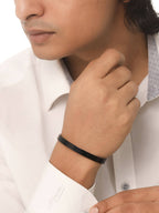 NVR Men's Black Metal Interlock Kada Bracelet - Distacart