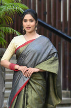 Beatitude Grey Tissue Silk Saree