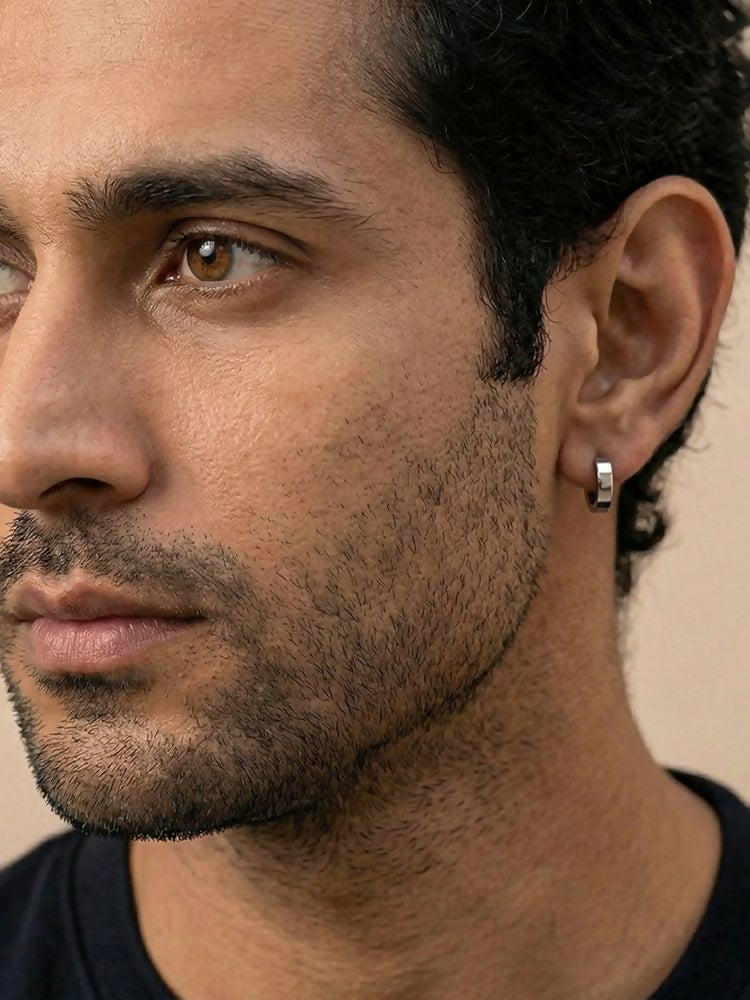 NVR Men's Set of 3 Multicolour Hoop Earrings - Distacart